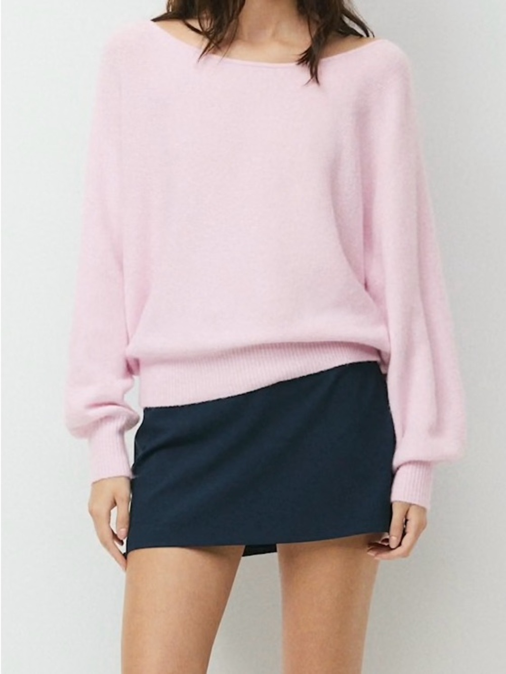 Bat Wing Pink Boatneck Sweater - one size
